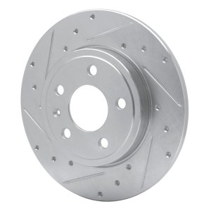 Audi A4 Quattro Brake Rotor (1) - Rear Left - R1 Concepts - Drilled & Slotted - Silver - `00-`09